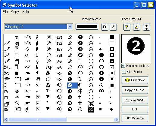 Symbol Selector Screenshot